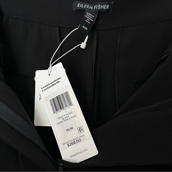 NWT Eileen Fisher Silk Georgette Crepe Carrot Pant Easy Fit Ankle Length Size M - Picture 8 of 12